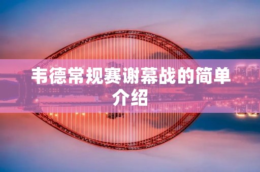 韦德常规赛谢幕战的简单介绍