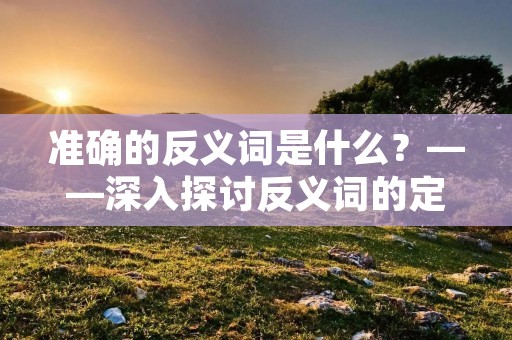 准确的反义词是什么?——深入探讨反义词的定义与分类