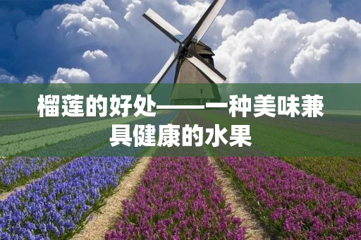 榴莲的好处——一种美味兼具健康的水果 榴莲的好处——一种美味兼具健康的水果
