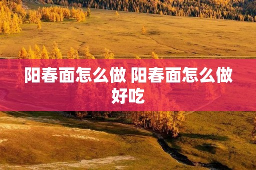 阳春面怎么做 阳春面怎么做好吃