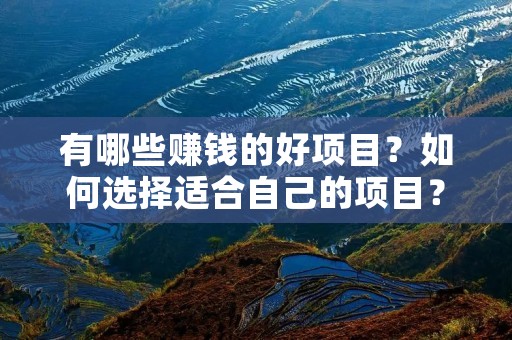 有哪些赚钱的好项目？如何选择适合自己的项目？