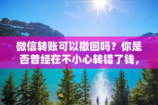 微信转账可以撤回吗?你是否曾经在不小心转错了钱,或者是被骗了钱之后,希望能够撤回微信转账呢?如果你有这样的需求,那么本文将为你详细介绍微信转账的撤回功能。 微信转账可以撤回吗?你是否曾经在不小心转错了钱,或者是被骗了钱之后,希望能够撤回微信转账呢?如果你有这样的需求,那么本文将为你详细介绍微信转账的撤回功能。