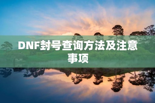 DNF封号查询方法及注意事项 DNF封号查询方法及注意事项