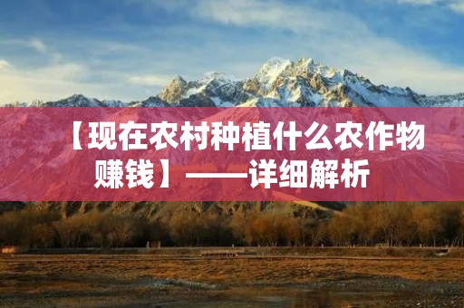 【现在农村种植什么农作物赚钱】——详细解析