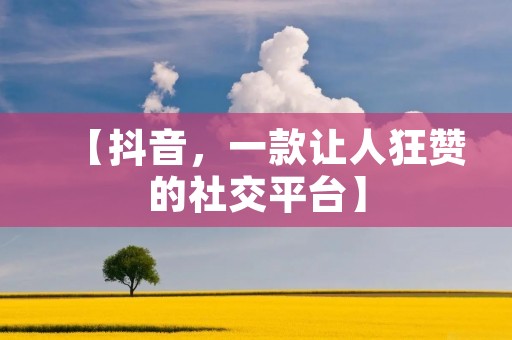 【抖音,一款让人狂赞的社交平台】