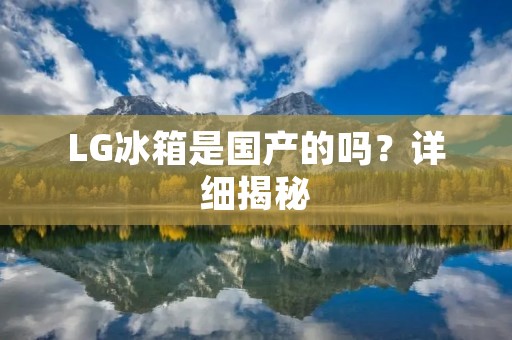 LG冰箱是国产的吗？详细揭秘