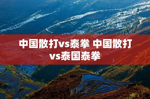 中国散打vs泰拳 中国散打vs泰国泰拳