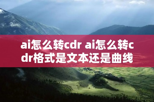 ai怎么转cdr ai怎么转cdr格式是文本还是曲线