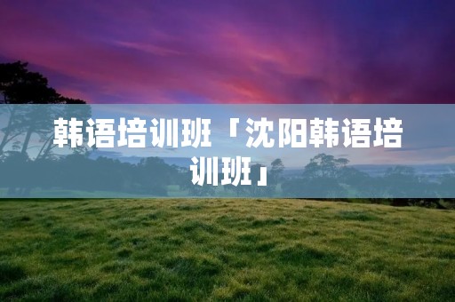 韩语培训班「沈阳韩语培训班」 韩语培训班「沈阳韩语培训班」