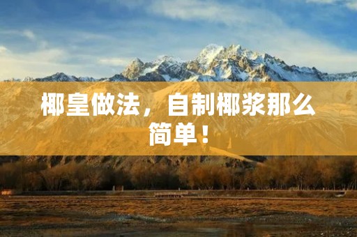 椰皇做法，自制椰浆那么简单！