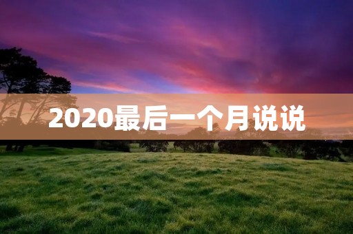 2020最后一个月说说:回顾过去,展望未来