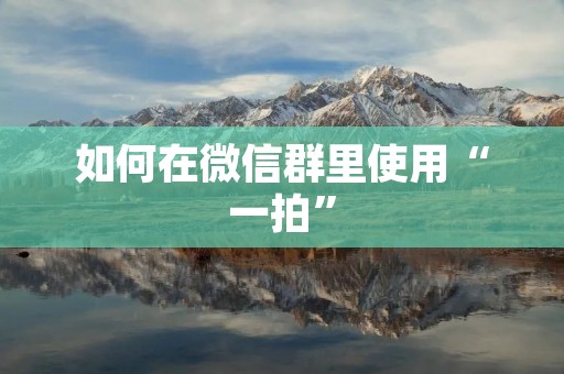 如何在微信群里使用“一拍” 如何在微信群里使用“一拍”