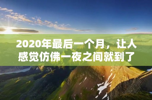 2020年最后一个月,让人感觉仿佛一夜之间就到了年末。这一年来,我们经历了太多的风风雨雨,也收获了太多的感动和成长。回首这一年,我们既有欢笑也有泪水,既有迷茫也有坚定。在这个特殊的时期,我们一起走过这段路程,也一起期待着新的开始。