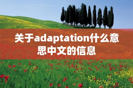 关于adaptation什么意思中文的信息