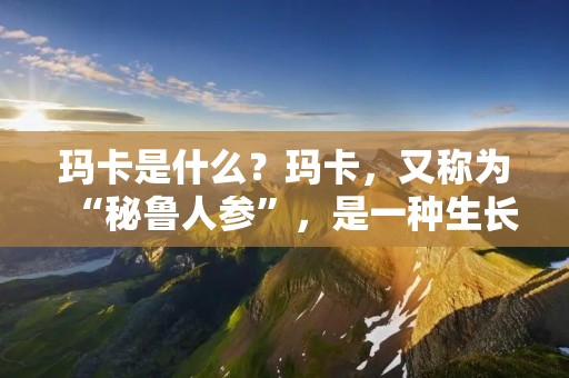 玛卡是什么？玛卡，又称为“秘鲁人参”，是一种生长在秘鲁安第斯山脉高原上的根茎植物。它被誉为“南美洲的神奇根茎”，并被誉为“神奇的食品”和“天然的药物”。玛卡已被人类利用了数千年，被广泛地用于治疗各种疾病和提高身体健康。