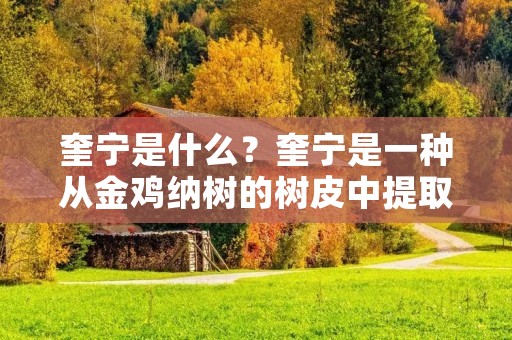 奎宁是什么?奎宁是一种从金鸡纳树的树皮中提取出来的药物,主要用于治疟疾。奎宁也被称为金鸡纳碱,是一种具有苦味的白色晶体粉末。在医学上,奎宁被广泛用于治疟疾、心律失常、肺结核等疾病的治疗。 奎宁是什么?奎宁是一种从金鸡纳树的树皮中提取出来的药物,主要用于治疟疾。奎宁也被称为金鸡纳碱,是一种具有苦味的白色晶体粉末。在医学上,奎宁被广泛用于治疟疾、心律失常、肺结核等疾病的治疗。