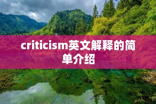 criticism英文解释的简单介绍