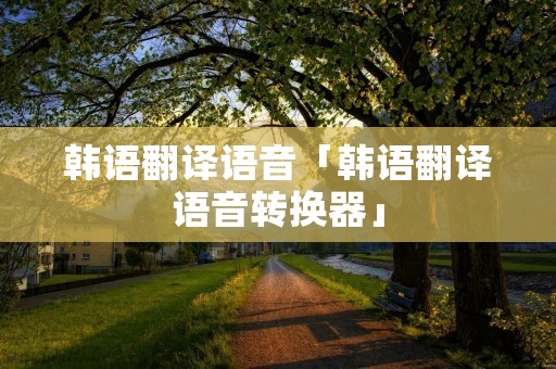 韩语翻译语音「韩语翻译语音转换器」