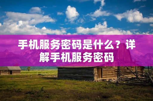 手机服务密码是什么？详解手机服务密码