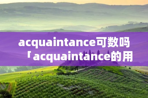 acquaintance可数吗「acquaintance的用法」