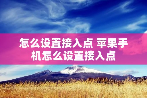 怎么设置接入点 苹果手机怎么设置接入点 怎么设置接入点 苹果手机怎么设置接入点