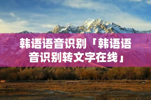 韩语语音识别「韩语语音识别转文字在线」