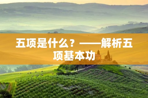 五项是什么？——解析五项基本功