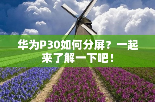 华为P30如何分屏？一起来了解一下吧！