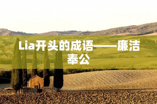 Lia开头的成语——廉洁奉公