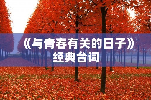 《与青春有关的日子》经典台词:用文字留住青春的痕迹