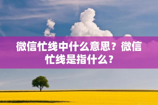 微信忙线中什么意思?微信忙线是指什么? 微信忙线中什么意思?微信忙线是指什么?