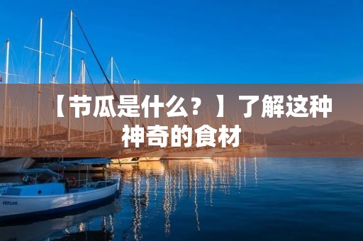 【节瓜是什么？】了解这种神奇的食材