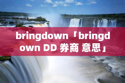bringdown「bringdown DD 券商 意思」 bringdown「bringdown DD 券商 意思」