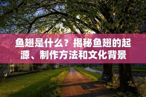 鱼翅是什么?揭秘鱼翅的起源、制作方法和文化背景