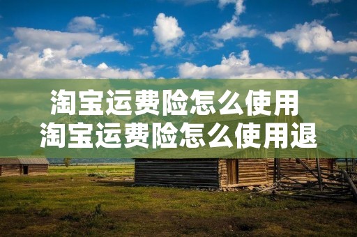 淘宝运费险怎么使用 淘宝运费险怎么使用退货 淘宝运费险怎么使用 淘宝运费险怎么使用退货