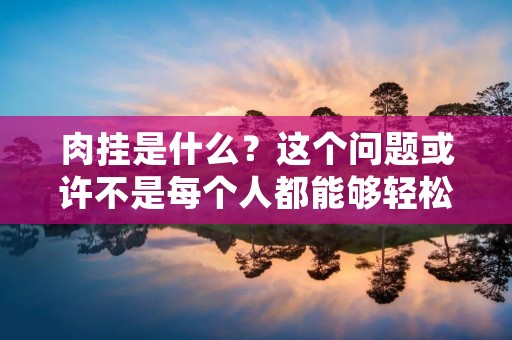 肉挂是什么？这个问题或许不是每个人都能够轻松回答的。在中国的一些地方，肉挂是一种很受欢迎的小吃，而在其他地方，这个名词可能并不为人所知。