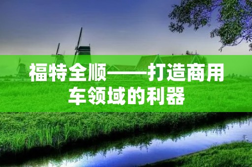 福特全顺——打造商用车领域的利器 福特全顺——打造商用车领域的利器