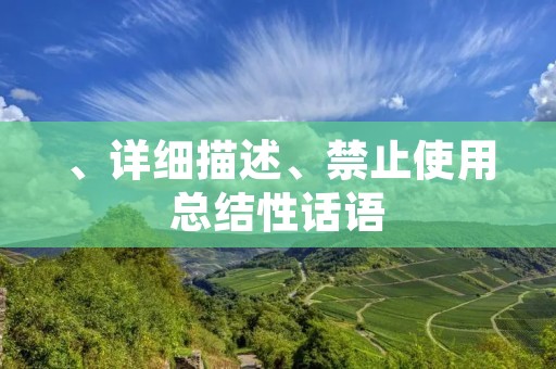、详细描述、禁止使用总结性话语 、详细描述、禁止使用总结性话语