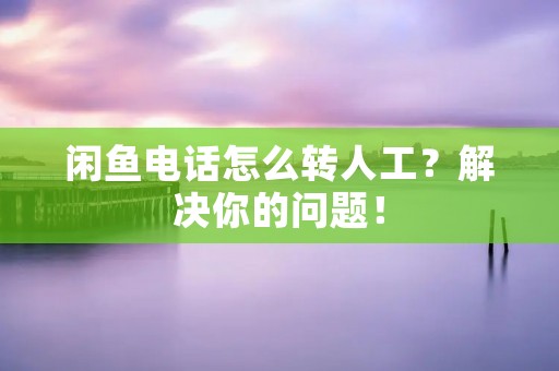 闲鱼**怎么转人工?解决你的问题! 闲鱼**怎么转人工?解决你的问题!