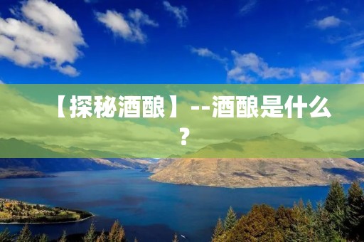 【探秘酒酿】--酒酿是什么? 【探秘酒酿】--酒酿是什么?