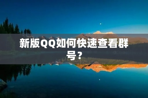新版QQ如何快速查看群号? 新版QQ如何快速查看群号?