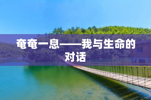 奄奄一息——我与生命的对话
