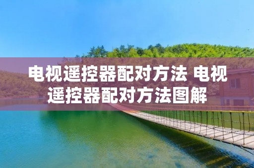 电视遥控器配对方法 电视遥控器配对方法图解