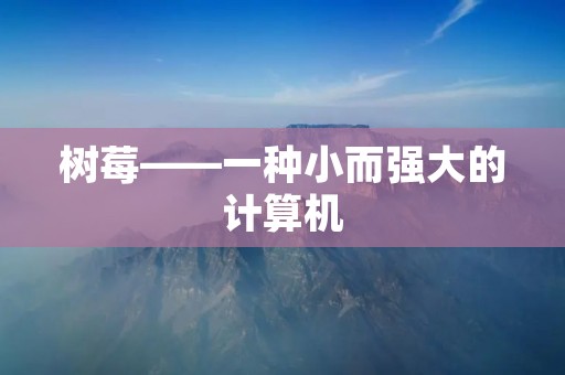 树莓——一种小而强大的计算机