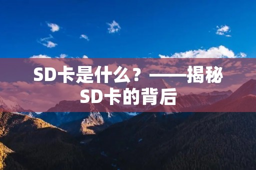 SD卡是什么？——揭秘SD卡的背后