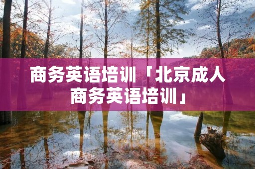商务英语培训「北京成人商务英语培训」