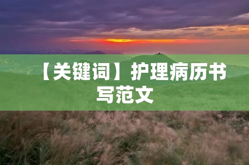 【关键词】护理病历书写范文