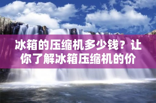 冰箱的压缩机多少钱？让你了解冰箱压缩机的价格和品牌选择！