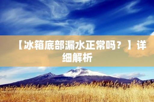 【冰箱底部漏水正常吗？】详细解析