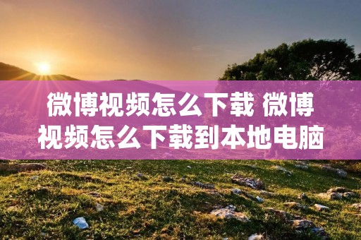 微博视频怎么下载 微博视频怎么下载到本地电脑